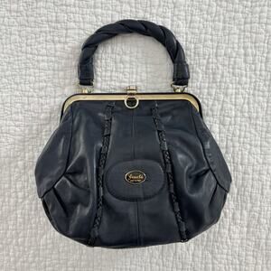 VTG Women's GIUDI Vintage ITALIAN Made Black LEATHER Handbag